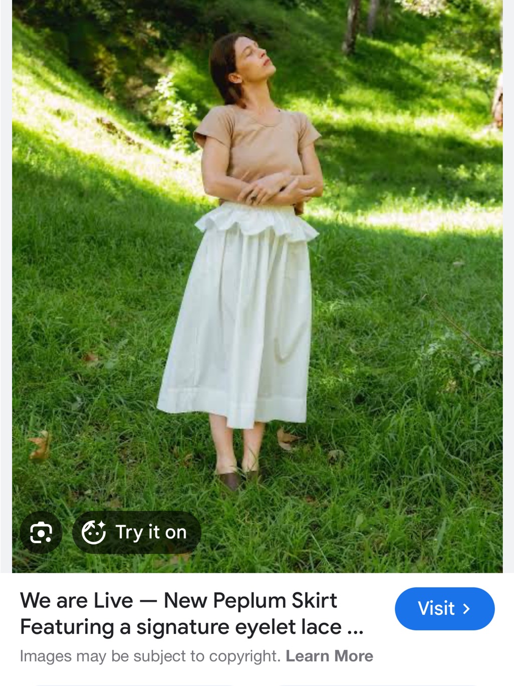 Rudy Jude White Peplum Eyelet Midi Skirt
